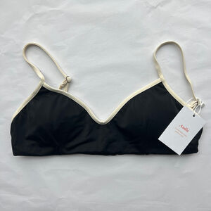 Andie Swim The Bells Bikini Top Medium Black With White Trim